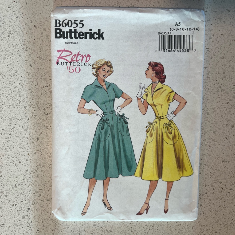 Butterick 6055 Uncut - Vintage Retro Dress Pattern 1950 - Size 6-14